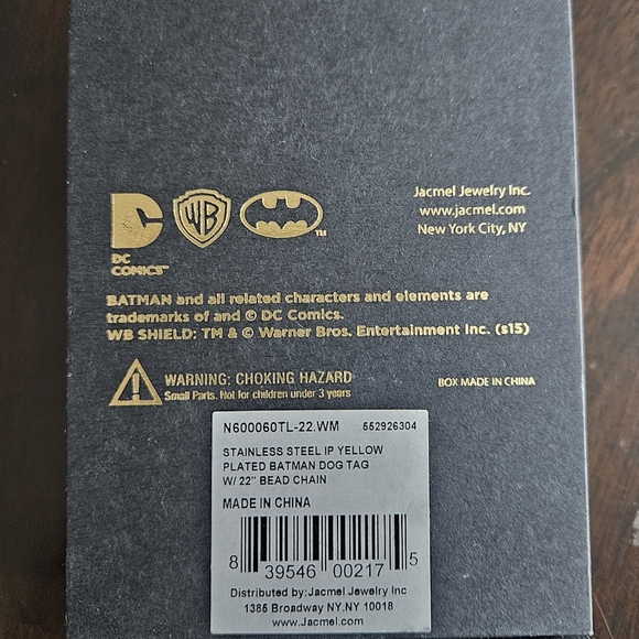 BATMAN Stainless Steel Yellow Plated Dog Tag with 22" bead chain - Picture 6 of 6